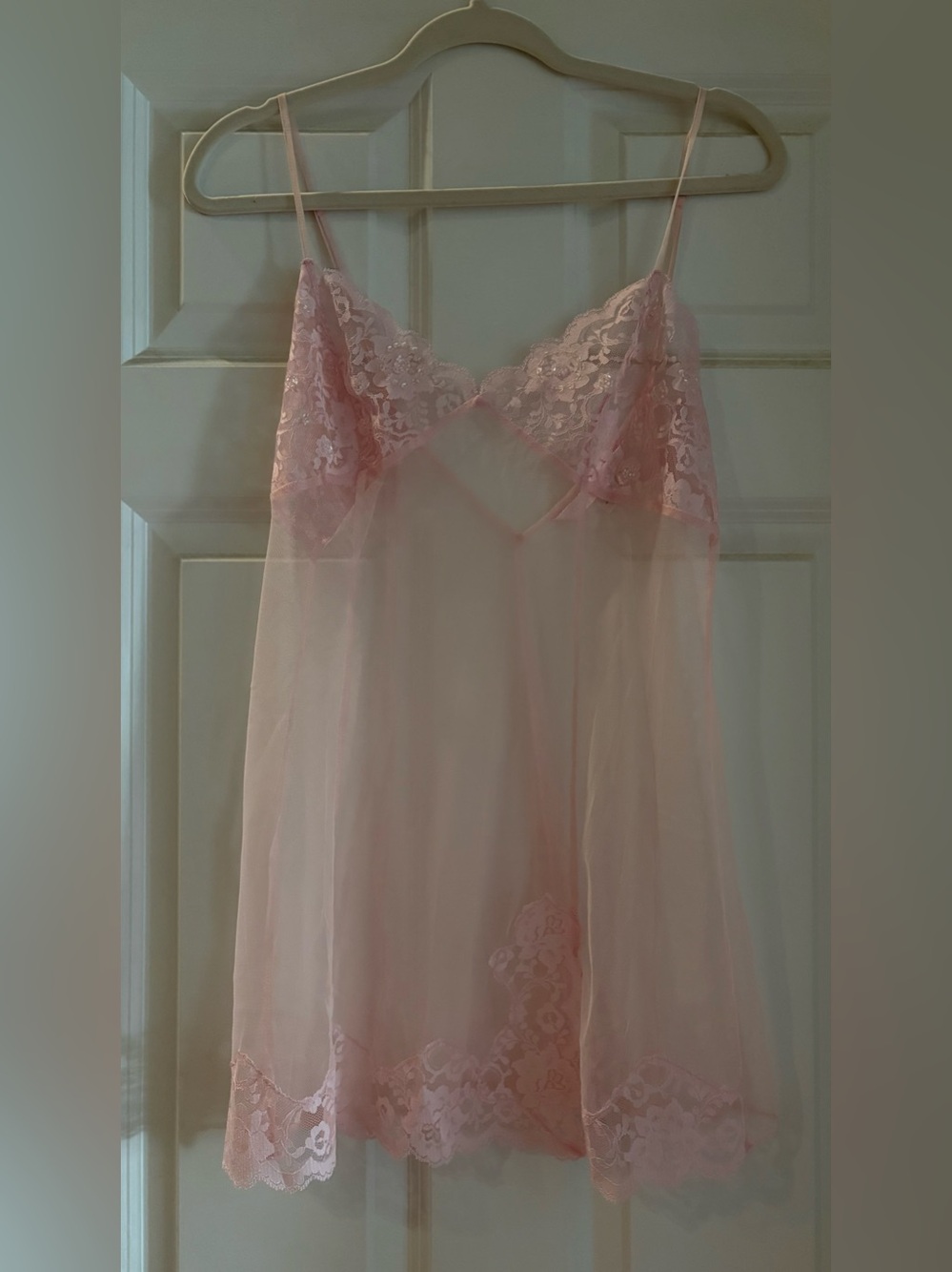 Victoria's Secret Sheer Lace Chemise in Soft Pink